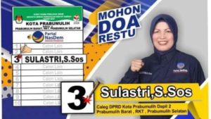 Sulastri,S.Sos Dukung Capres Anis Baswedan dengan maju pada kontestasi Pil Caleg kota Prabumulih 2024 dari Partai Nasdem