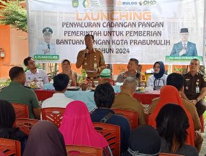 Pemerintah kota Prabumulih Lakukan Lounching Penyaluran CPP pemberian bantuan pangan tahun 2024 di kelurahan Gunung Ibul Kecamatan Prabumulih Timur kota Prabumulih Sumatera Selatan