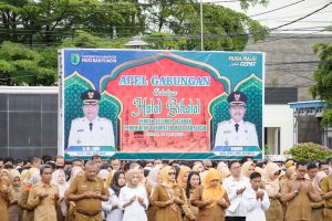 H.M. Toha Bupati Muba Pimpin Apel Gabungan dan Halal Bihalal Setelah Libur Lebaran
